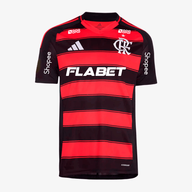 Camisa Flamengo 25/26 Home Adidas Torcedor Com Patrocínios - Vermelha - Rezenha 10 FC