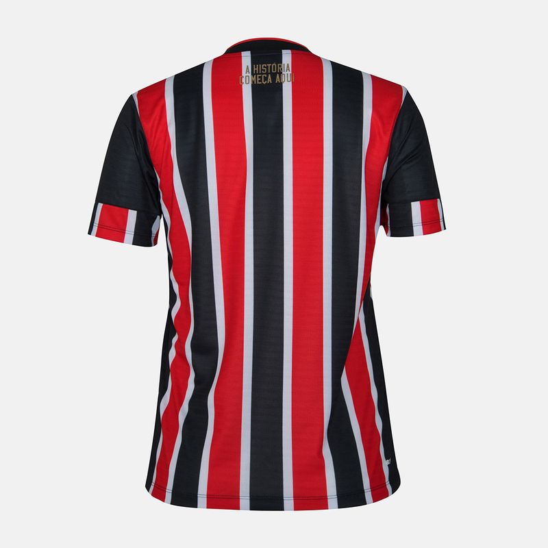 Camisa São Paulo Away 24/25 Torcedor New Balance Feminina - Vermelho e Preto - Rezenha 10 FC