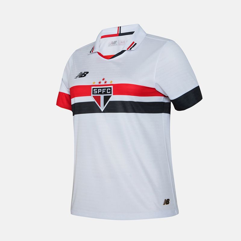 Camisa São Paulo Home 24/25 Torcedor New Balance Feminina - Branco e Vermelho - Rezenha 10 FC