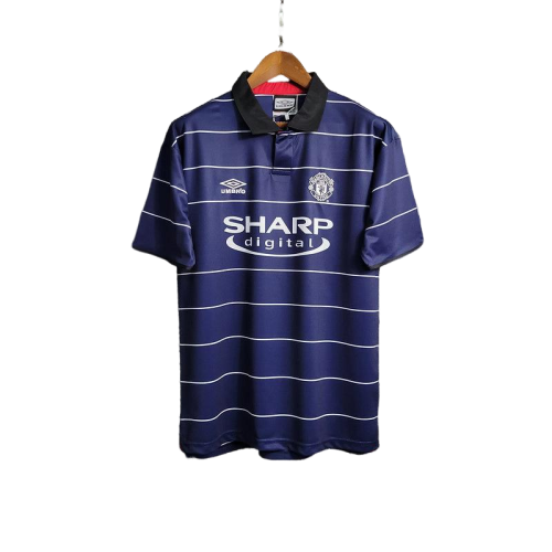 Camisa Retrô Manchester United Away Azul Umbro 1999/00 Masculino Azul - Rezenha 10 FC