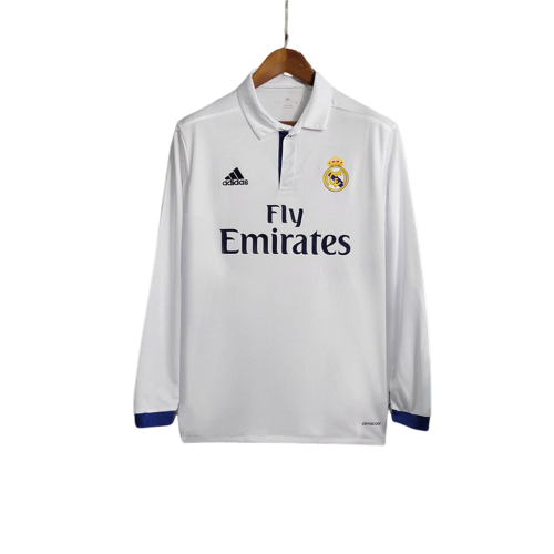 Camisa Retrô Real Madrid Manga Longa Adidas 2016/17 Masculino Branco - Rezenha 10 FC