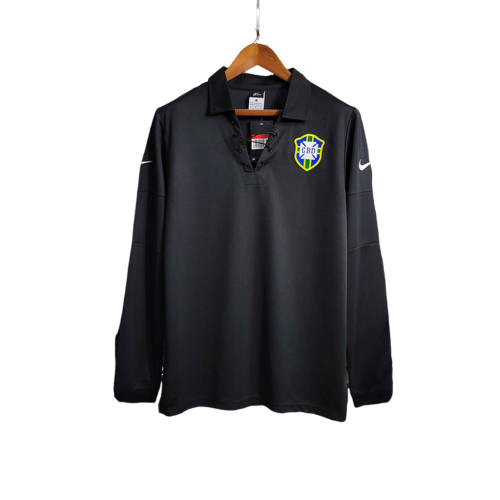 Camisa Brasil Nike  2004/05 (Manga longa) Retrô- Preto - Rezenha 10 FC