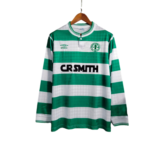 Camisa Retrô Celtics Home Umbro 1987/88 (Manga longa) Branco/Verde - Rezenha 10 FC