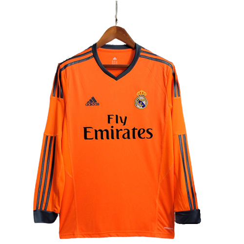 Camisa Real Madrid II Away 2013/14 Retrô (Manga longa) Laranja - Rezenha 10 FC