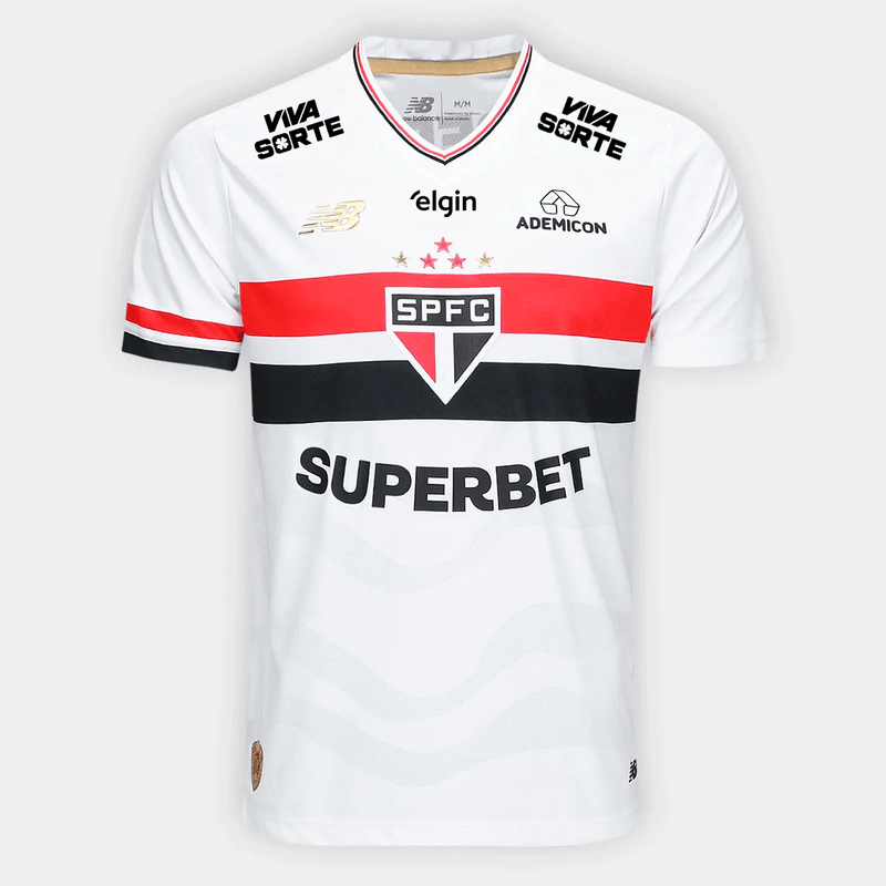 Camisa São Paulo 25/26 Home New Balance Torcedor Com Patrocínios - Branca - Rezenha 10 FC