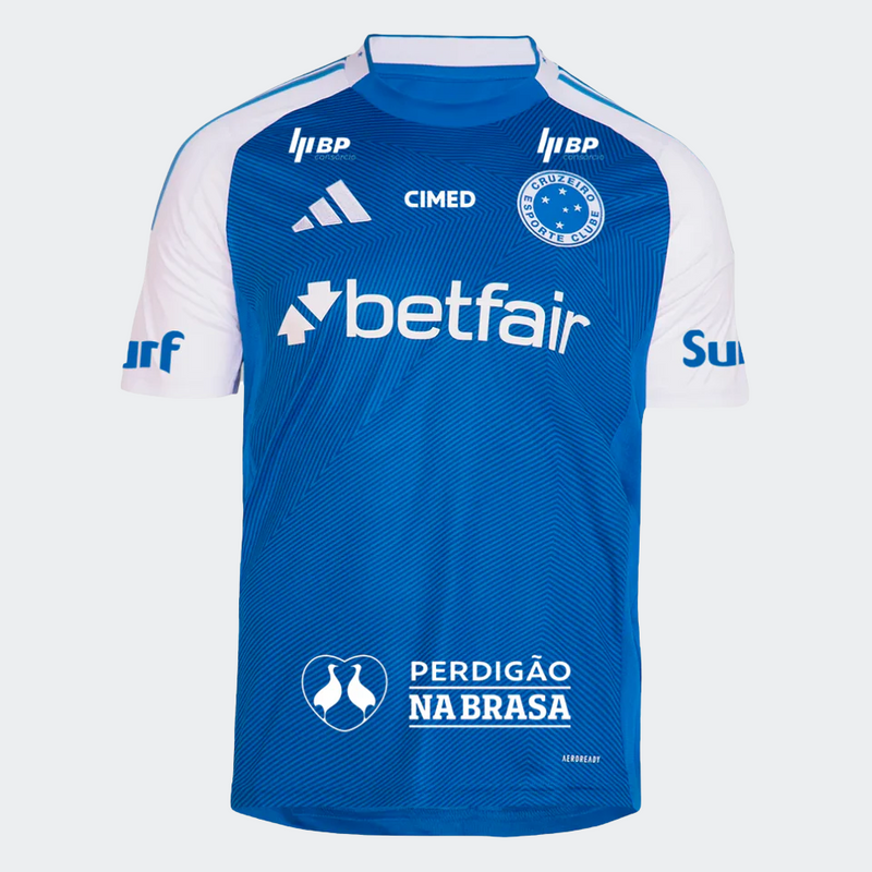 Camisa Cruzeiro 25/26 Home Adidas Torcedor Com Patrocínios - Azul - Rezenha 10 FC