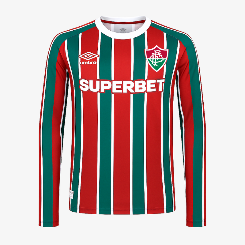 Camisa Fluminense Manga Longa 25/26 Home Umbro Torcedor - Vinho e Verde - Rezenha 10 FC