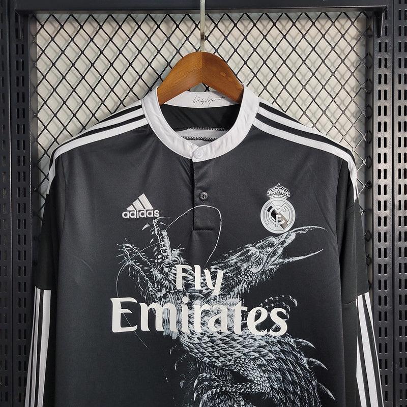 Camisa Retrô Real Madrid Manga Longa III Third Adidas 2014/15 Masculino Preto - Rezenha 10 FC