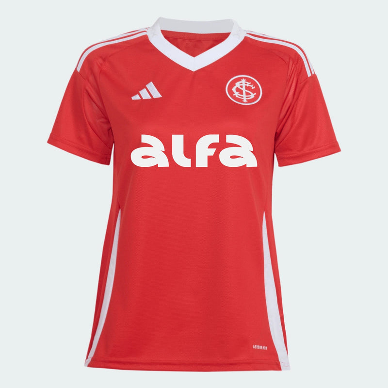 Camisa Feminina Internacional 25/26 Home Adidas Torcedor Com Patrocínios - Vermelha - Rezenha 10 FC