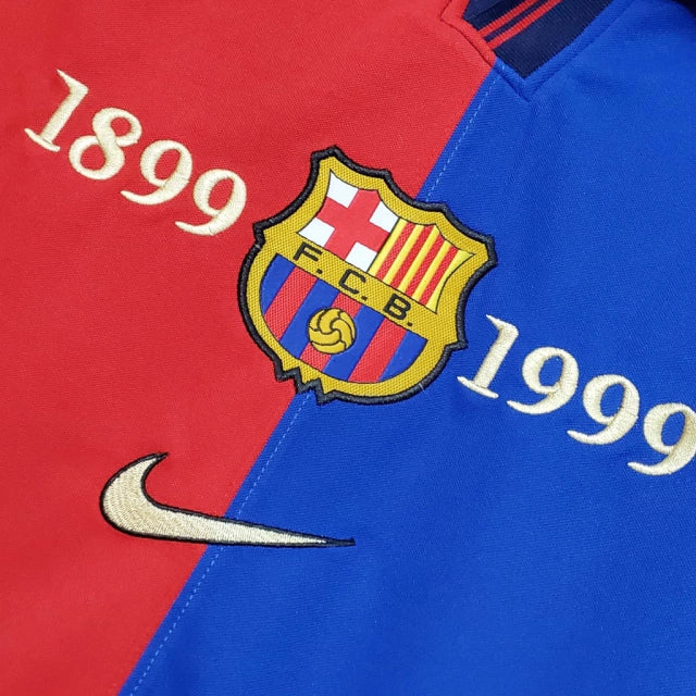 Camisa Retrô Barcelona 100 Anos Nike 1899/99 Azul e Grená - Rezenha 10 FC