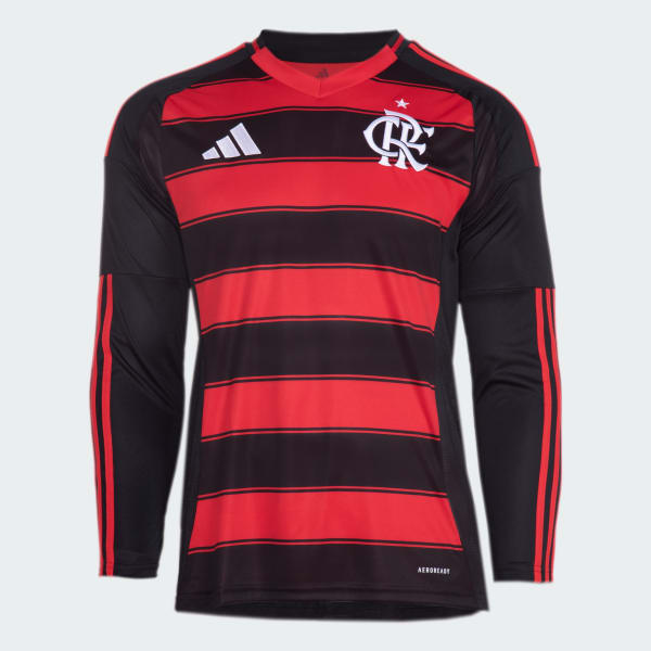 Camisa Flamengo Manga Longa 25/26 Home Adidas Torcedor - Vermelha - Rezenha 10 FC