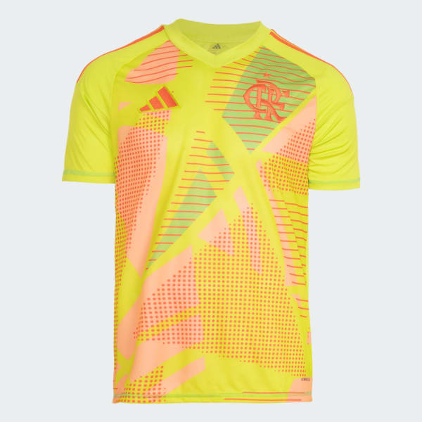 Camisa de Goleiro Flamengo 25/26 Home Adidas Torcedor - Amarela e Rosa - Rezenha 10 FC