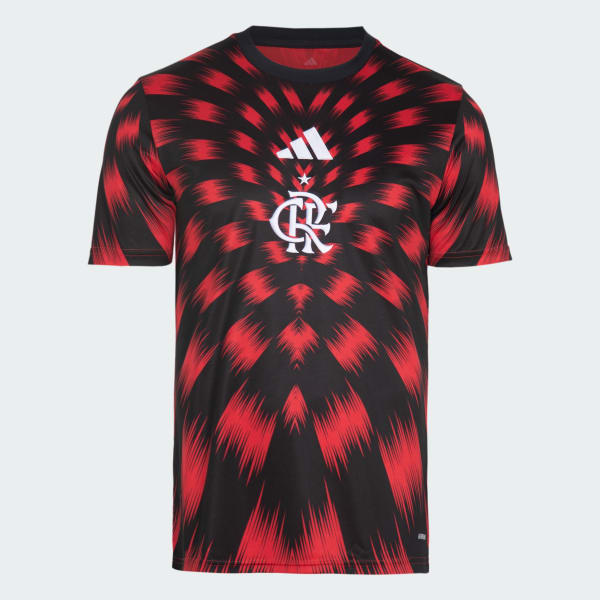 Camisa Pré-Jogo Flamengo 25/26 Adidas - Vermelha e Preta - Rezenha 10 FC