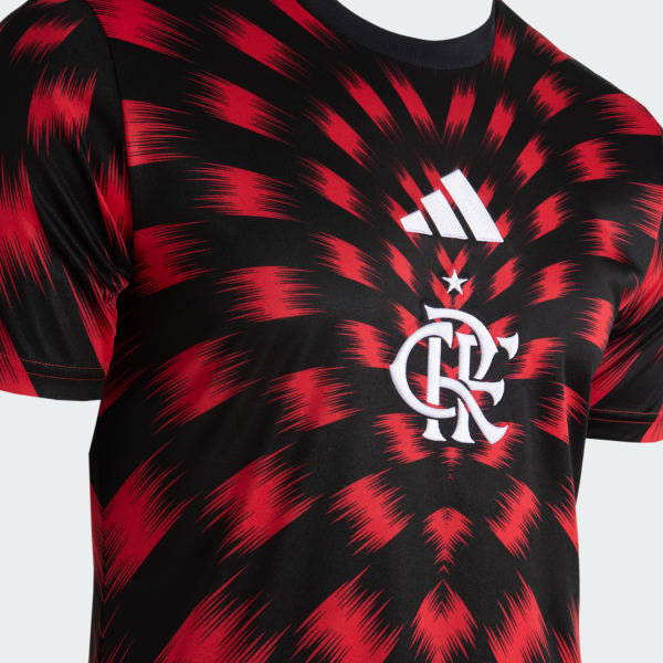 Camisa Pré-Jogo Flamengo 25/26 Adidas - Vermelha e Preta - Rezenha 10 FC