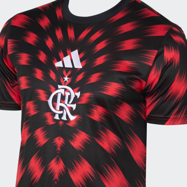 Camisa Pré-Jogo Flamengo 25/26 Adidas - Vermelha e Preta - Rezenha 10 FC