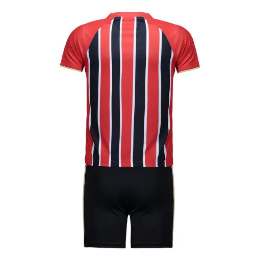 Conjunto Infantil São Paulo 25/26 Away New Balance - Vermelho e Preto - Rezenha 10 FC