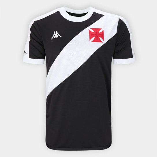 Camisa Vasco Home 24/25 Torcedor Kappa Masculina - Preto e Branco - Rezenha 10 FC