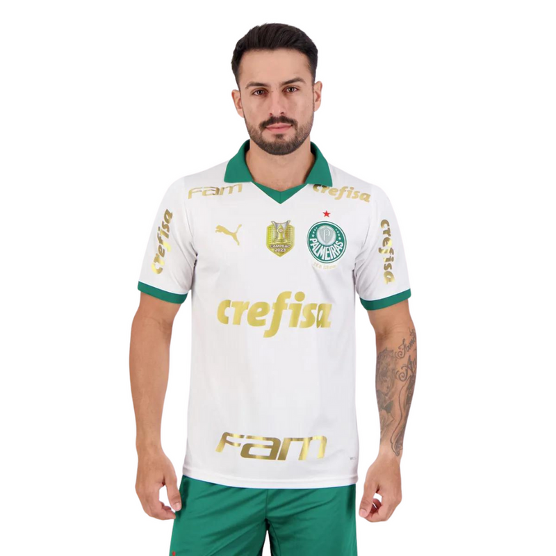 Camisa Palmeiras Away Todos Patrocinadores e Patch 2024/25 Torcedor Puma - Branca - Rezenha 10 FC