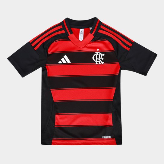 Conjunto Infantil Flamengo 25/26 Home Adidas - Vermelho e Preto - Rezenha 10 FC