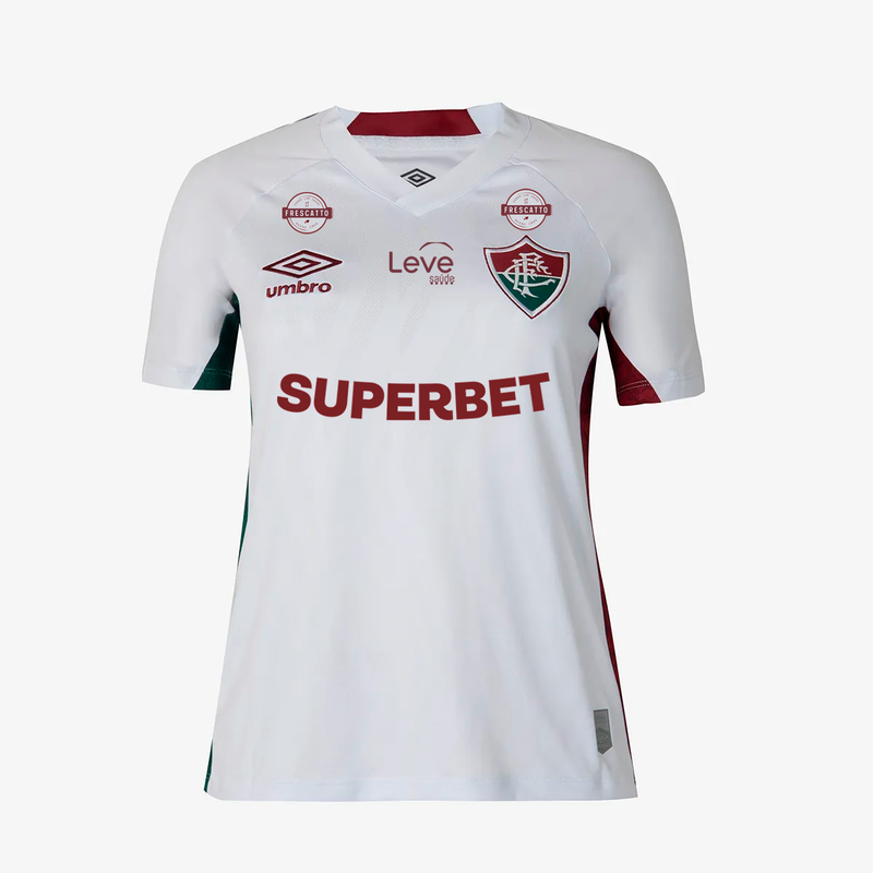 Camisa Feminina Fluminense 25/26 Away Umbro Torcedor Com Patrocínios - Branca - Rezenha 10 FC