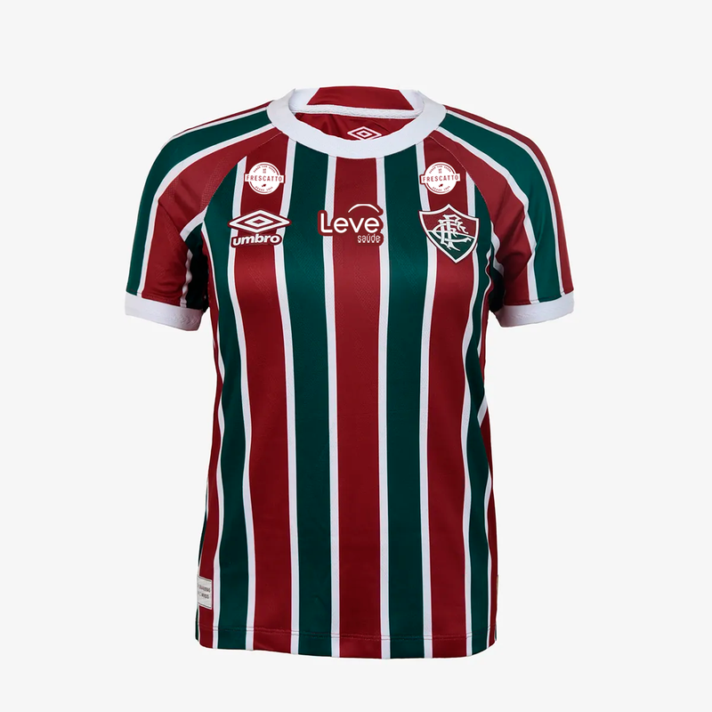 Camisa Feminina Fluminense 25/26 Home Umbro Torcedor Com Patrocínios - Vinho e Verde - Rezenha 10 FC