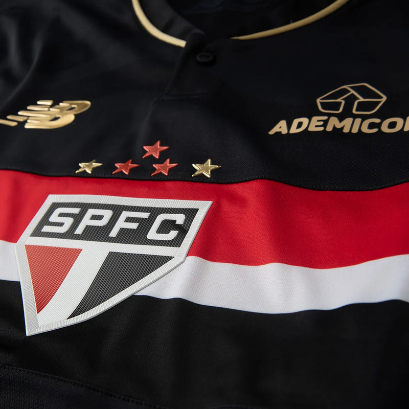 Camisa Comemorativa SPFC 2025/26 New Balance - Versão Torcedor - Preta