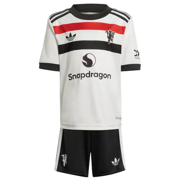 Conjunto Infantil Manchester United 25/26 Third Adidas - Branco - Rezenha 10 FC