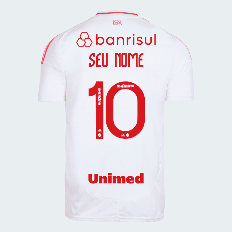 Camisa Internacional 25/26 Away Adidas Torcedor Com Patrocínios - Branca - Rezenha 10 FC