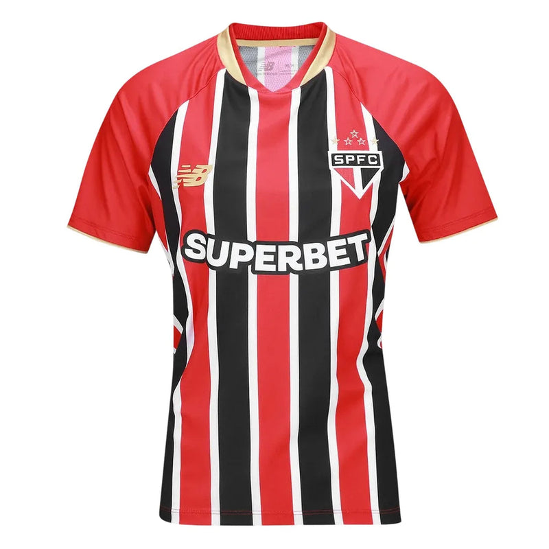 Camisa São Paulo Away Feminina 25/26 Torcedor New Balance - Vermelha e Preta - Rezenha 10 FC