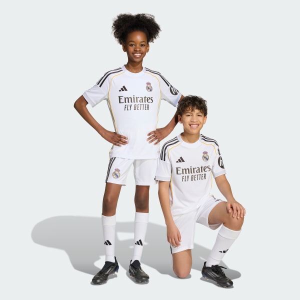 Conjunto Infantil Real Madrid 25/26 Home Adidas - Branco - Rezenha 10 FC