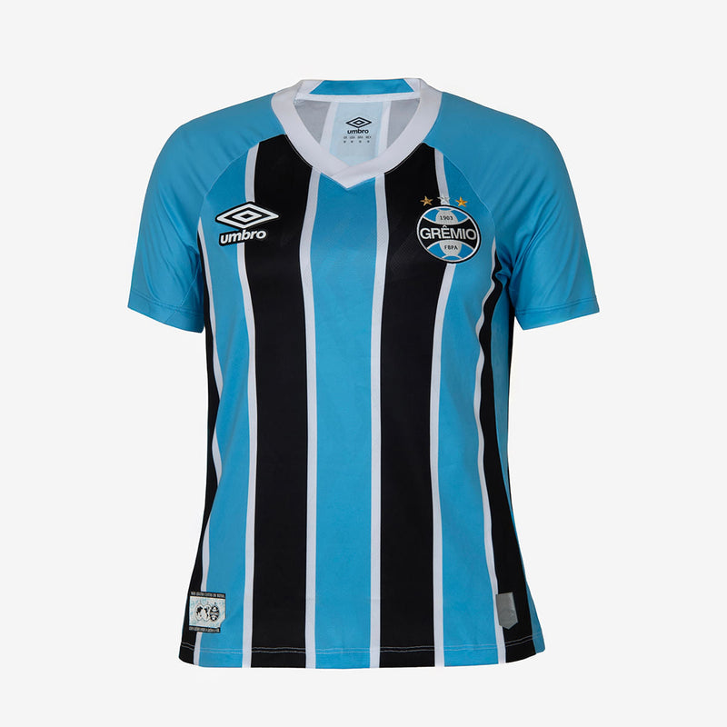 Camisa Feminina Grêmio 25/26 Home Umbro Torcedor - Preta e Azul - Rezenha 10 FC
