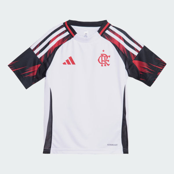 Conjunto Infantil Flamengo 25/26 Away Adidas - Branco e Vermleho - Rezenha 10 FC