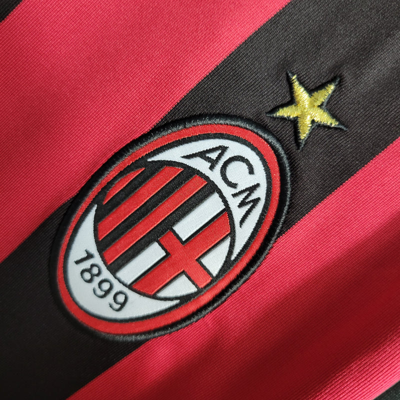 Camisa Retrô Milan I Adidas 2009/10  Manga Longa Vermelho e Preto - Rezenha 10 FC