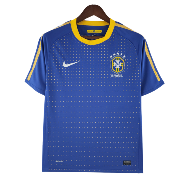 Camisa Retrô Seleção Brasileira II 2010/11 Nike Masculino  Azul e Amarelo - Rezenha 10 FC