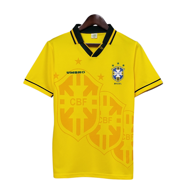 Camisa Retrô 94/95 Seleção Brasileira I Umbro Masculina - Amarela - Rezenha 10 FC