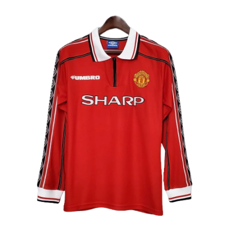 Camisa Manchester United Retrô Manga Longa Umbro 1998/99 Vermelha - Rezenha 10 FC
