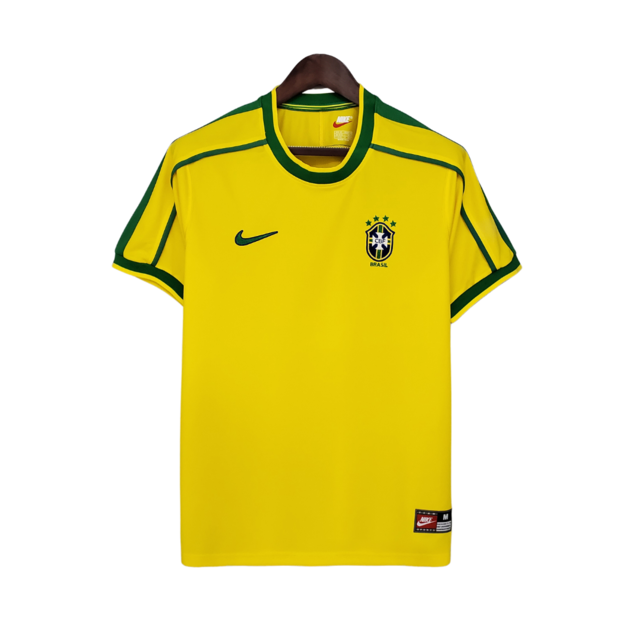 Camisa Retrô Seleção Brasileira I Home 1998/99 Nike Masculino Amarelo - Rezenha 10 FC