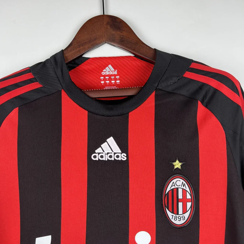 Camisa Retrô Milan I Home Adidas 2008/09 Manga Longa Vermelho e Preto - Rezenha 10 FC