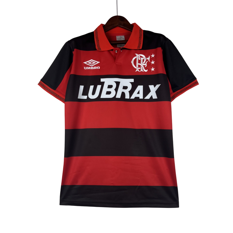 Camisa Retro Flamengo 1990 Home Umbro Torcedor - Vermelha e Preta - Rezenha 10 FC