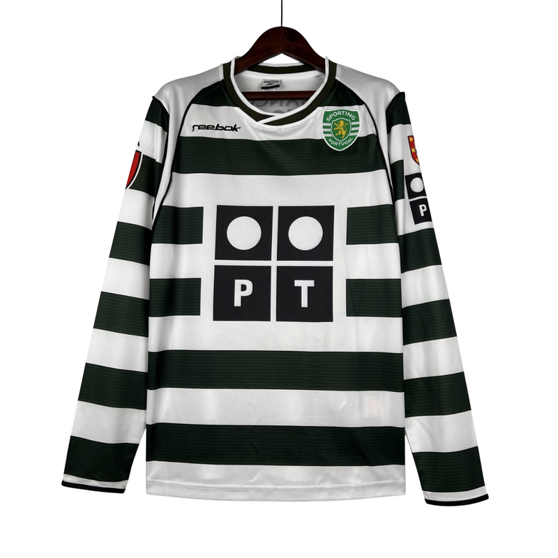 Camisa Retro Sporting 01/03 Home Manga Longa - Listrado - Rezenha 10 FC