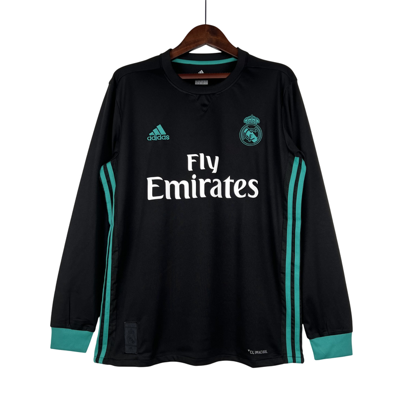 Camisa Retro Real Madrid 17/18 Away Manga Longa Adidas - Preta - Rezenha 10 FC