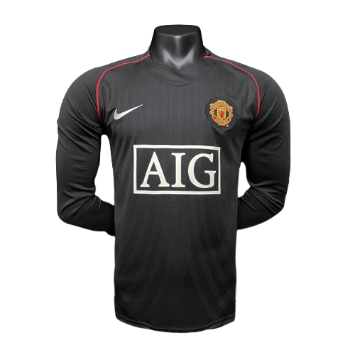 Camisa Retro Manchester United II Manga Longa - 07/08 Preto - Rezenha 10 FC