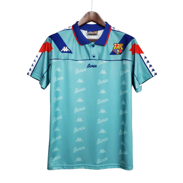 Camisa Barcelona Retrô Away 92/95 Torcedor Kappa Masculina - Azul - Rezenha 10 FC