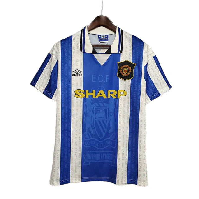 Camisa Manchester United Retrô 1994/1996 Azul e Branca - Umbro - Rezenha 10 FC