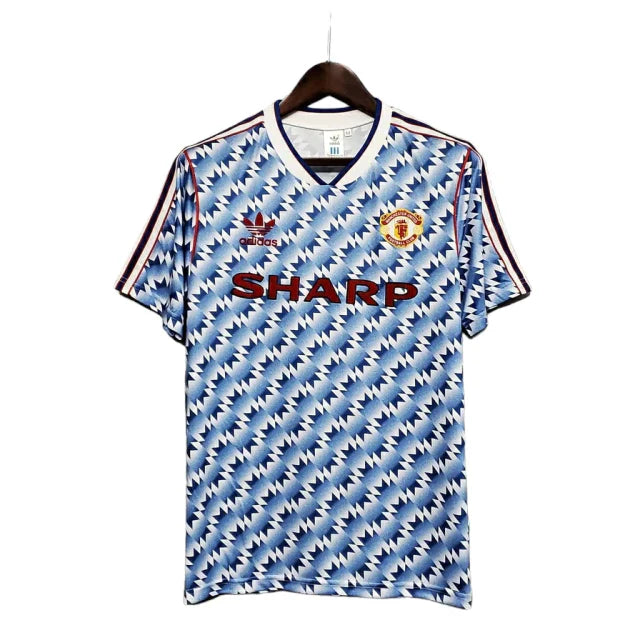 Camisa Manchester United Retrô 1990/1992 Azul e Branca - Adidas - Rezenha 10 FC