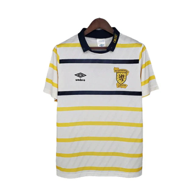 Camisa Escócia Retrô 1988/1991 Branca e Amarela - Umbro - Rezenha 10 FC