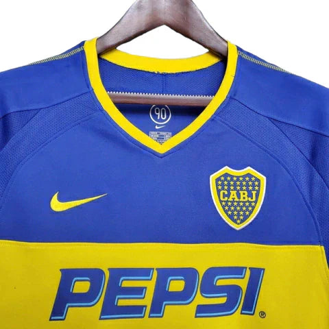 Camisa Boca Juniors Retrô 03/04 - Nike - Azul e Amarela - Rezenha 10 FC