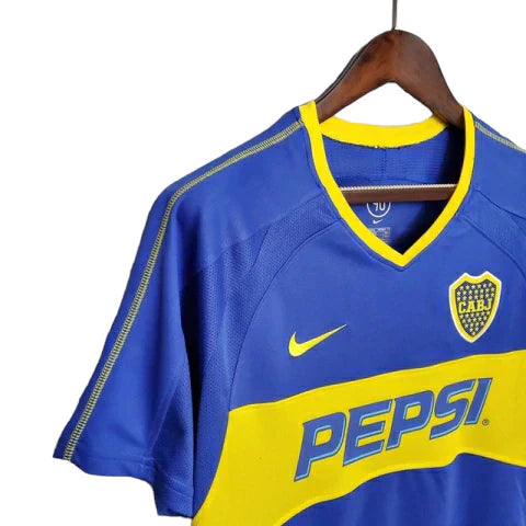 Camisa Boca Juniors Retrô 03/04 - Nike - Azul e Amarela - Rezenha 10 FC