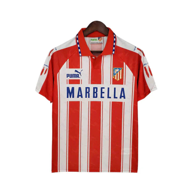 Camisa Atlético de Madrid Retrô 1994/1995 Branca e Vermelha - Puma - Rezenha 10 FC