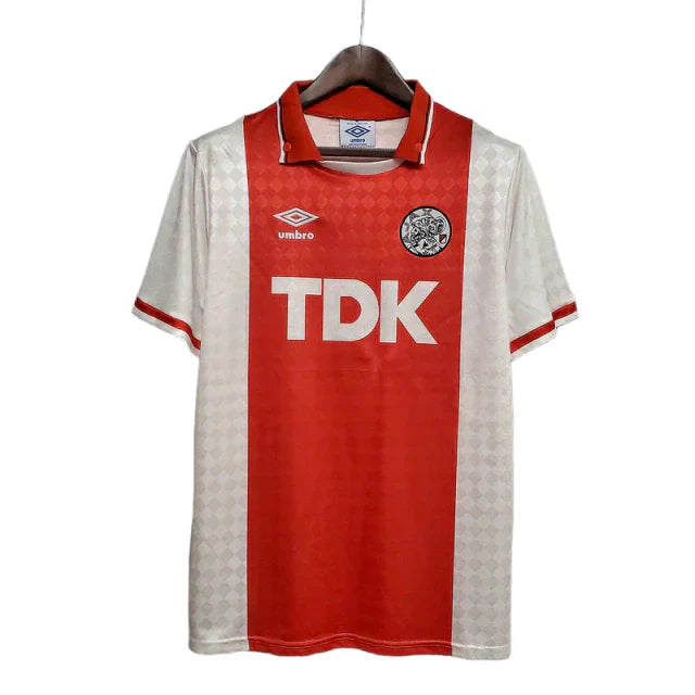 Camisa Ajax Retrô 1990-1992 Vermelha e Branca - Umbro - Rezenha 10 FC
